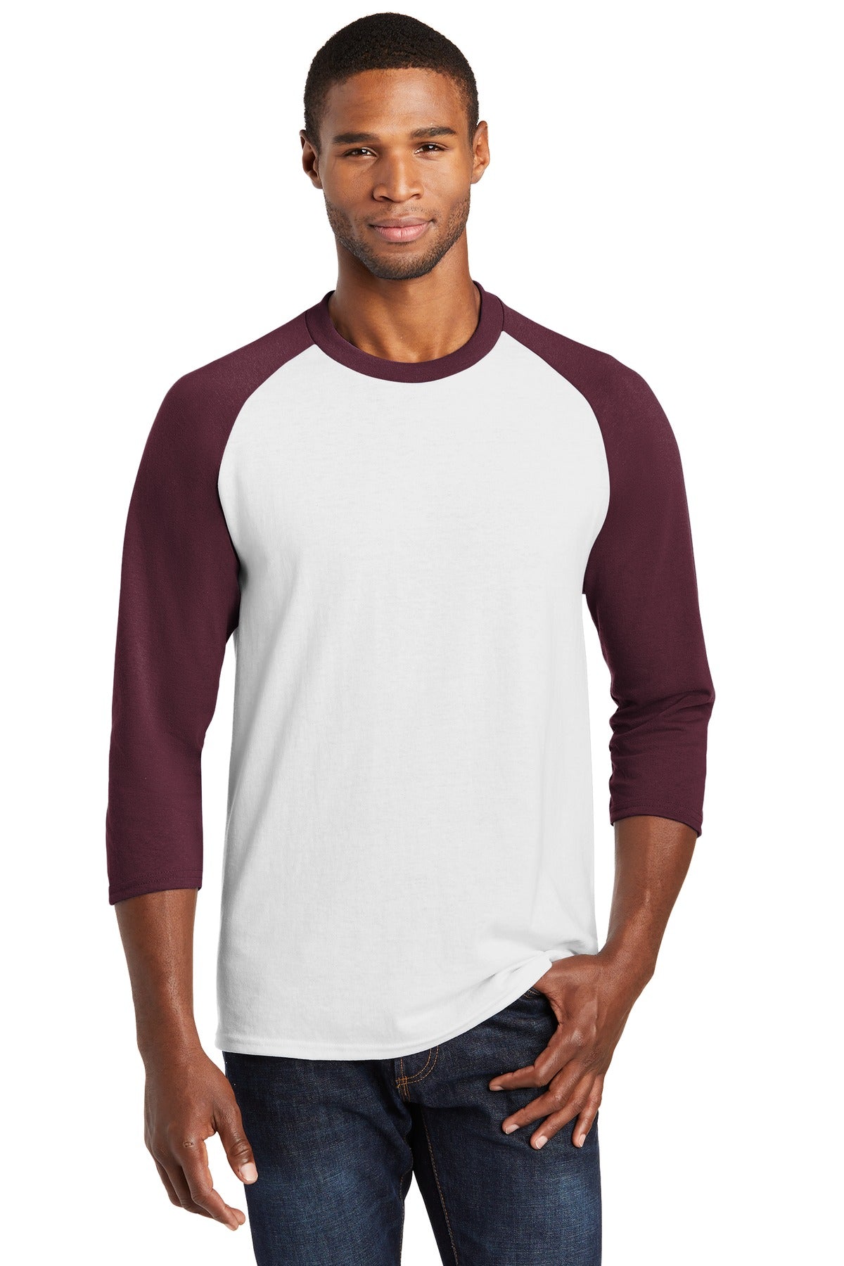 Port & Co PC55RS Core Blend 3/4-Sleeve Raglan Tee