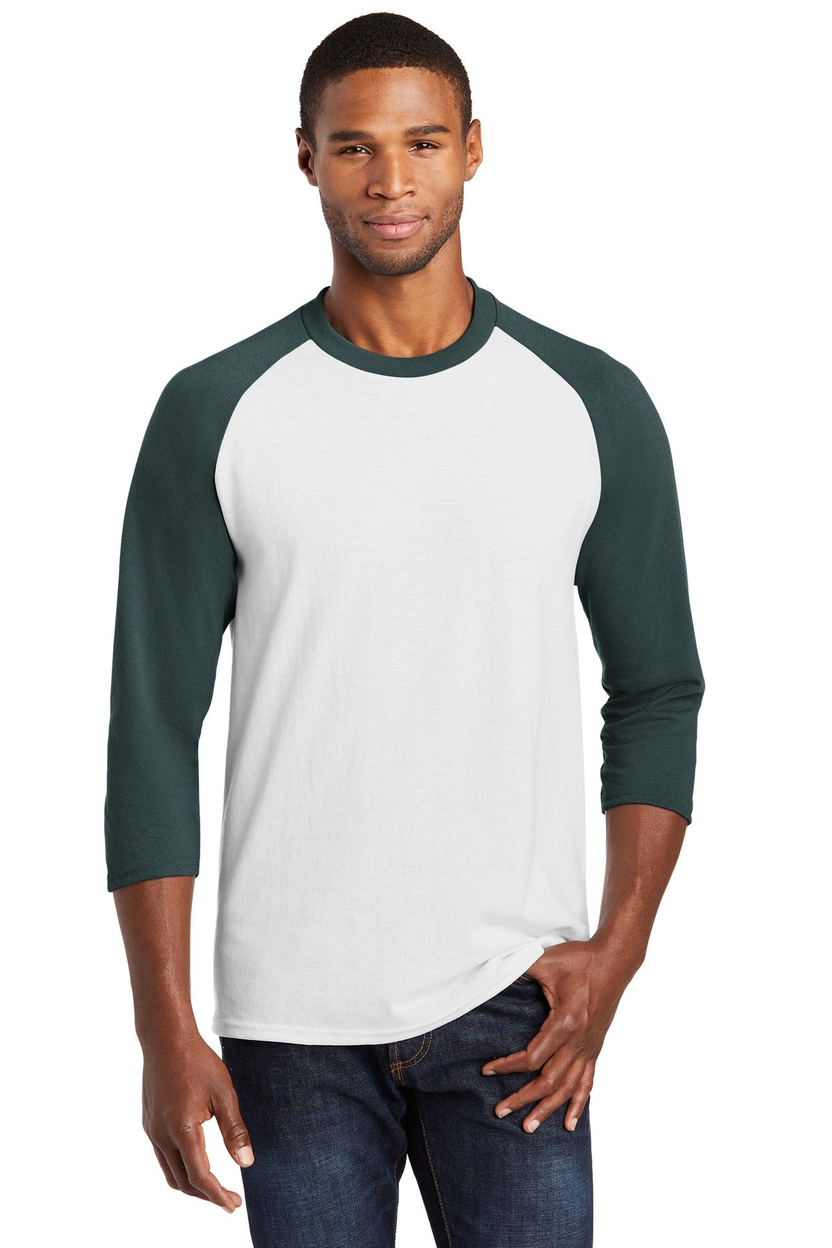 Port & Co PC55RS Core Blend 3/4-Sleeve Raglan Tee