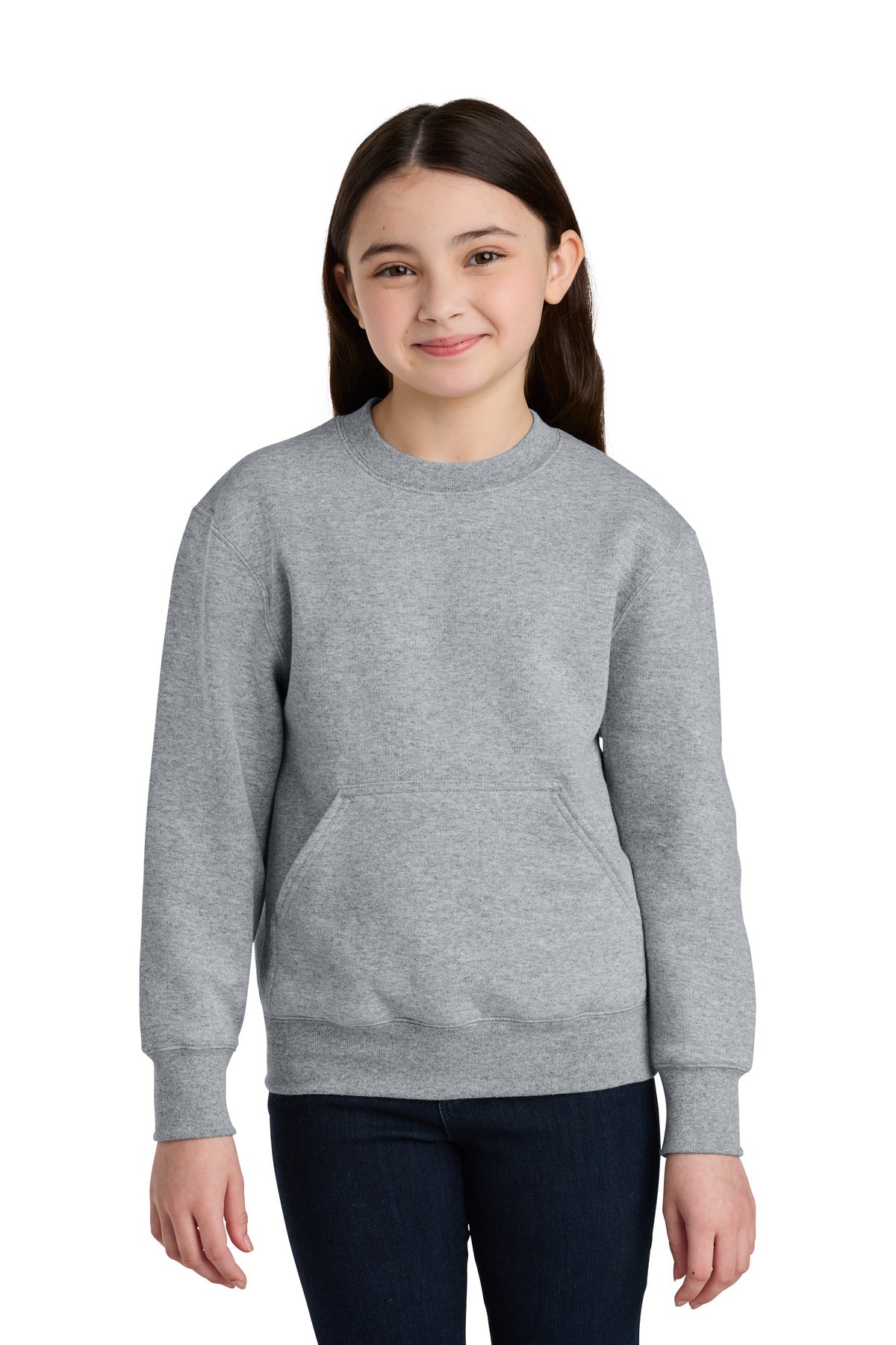 Youth Core Fleece Crewneck Pocket Sweatshirt - 7.8 oz | Port & Co PC78YPKT