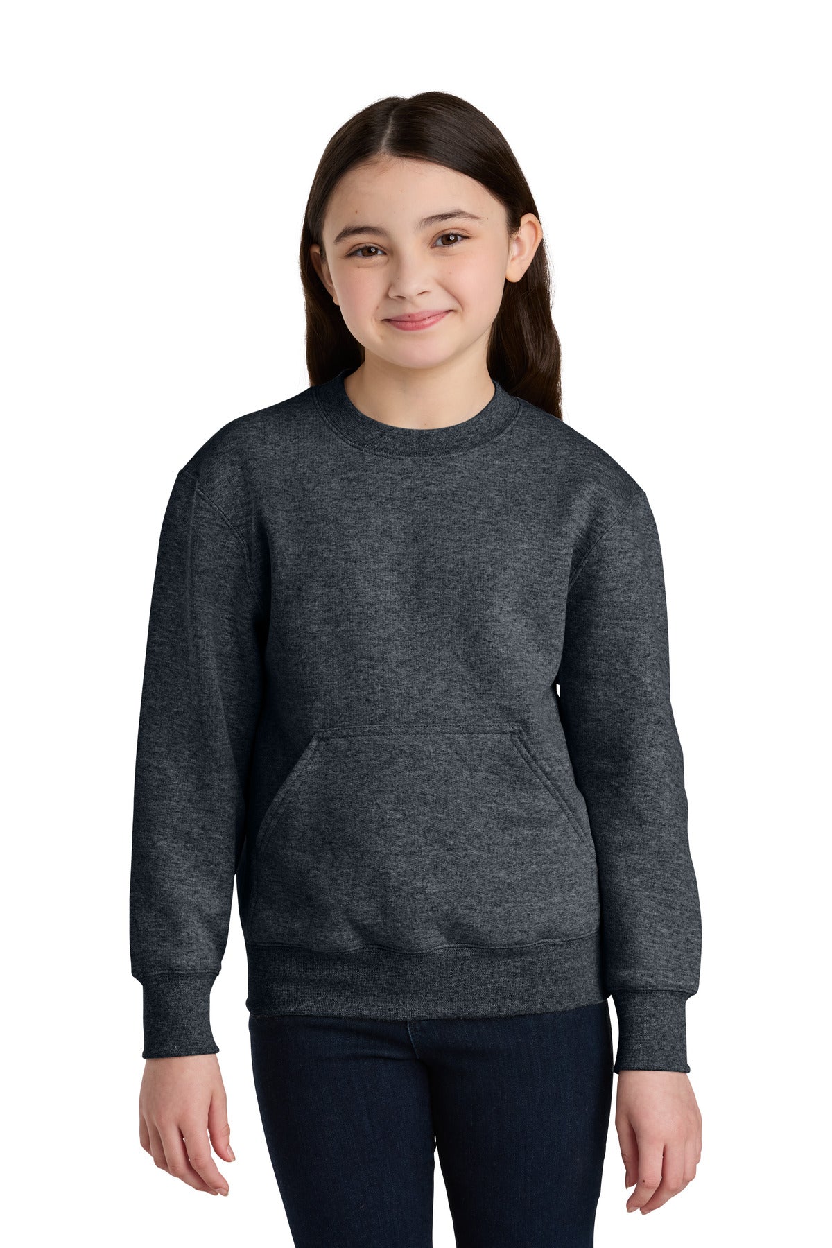 Port & Co PC78YPKT Youth Core Fleece Crewneck Pocket Sweatshirt
