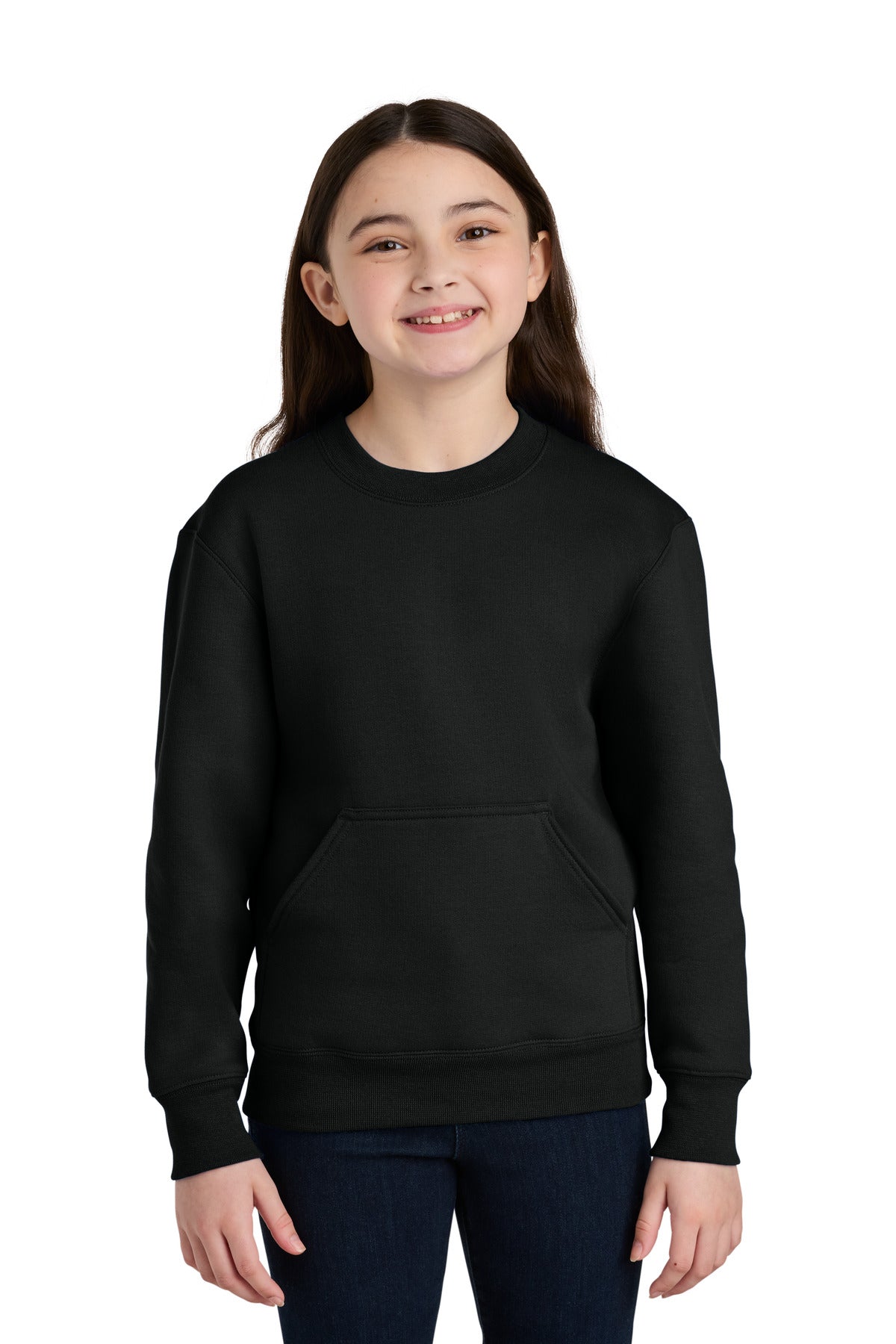 Port & Co PC78YPKT Youth Core Fleece Crewneck Pocket Sweatshirt