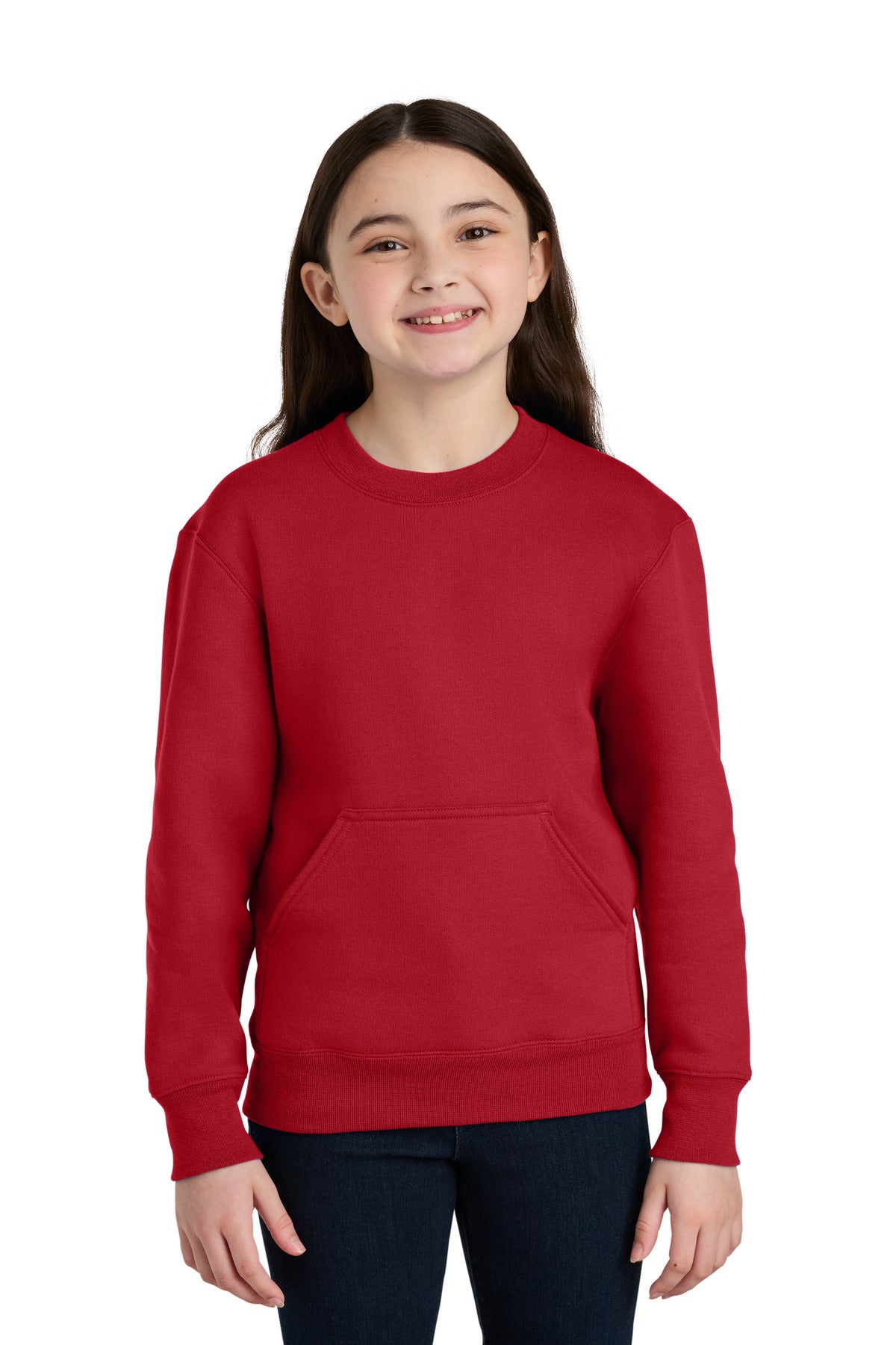 Port & Co PC78YPKT Youth Core Fleece Crewneck Pocket Sweatshirt