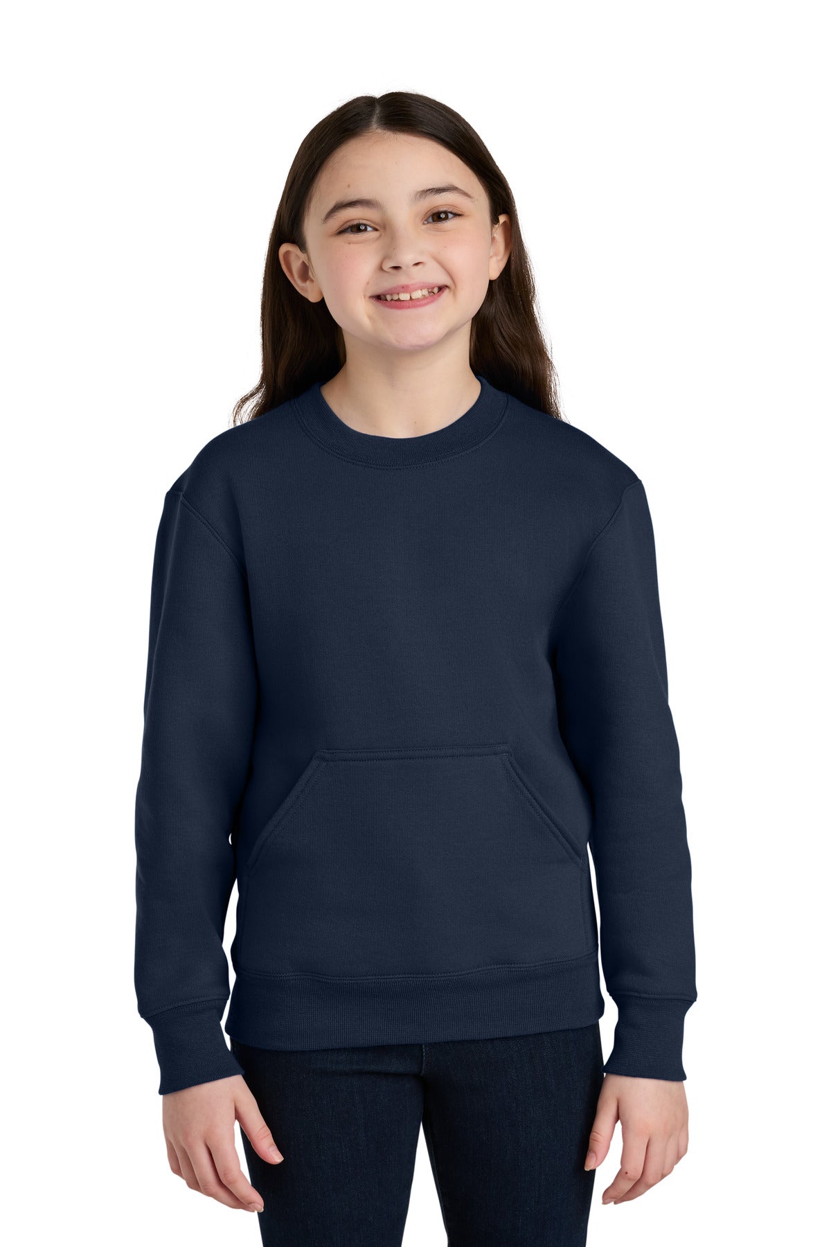 Port & Co PC78YPKT Youth Core Fleece Crewneck Pocket Sweatshirt