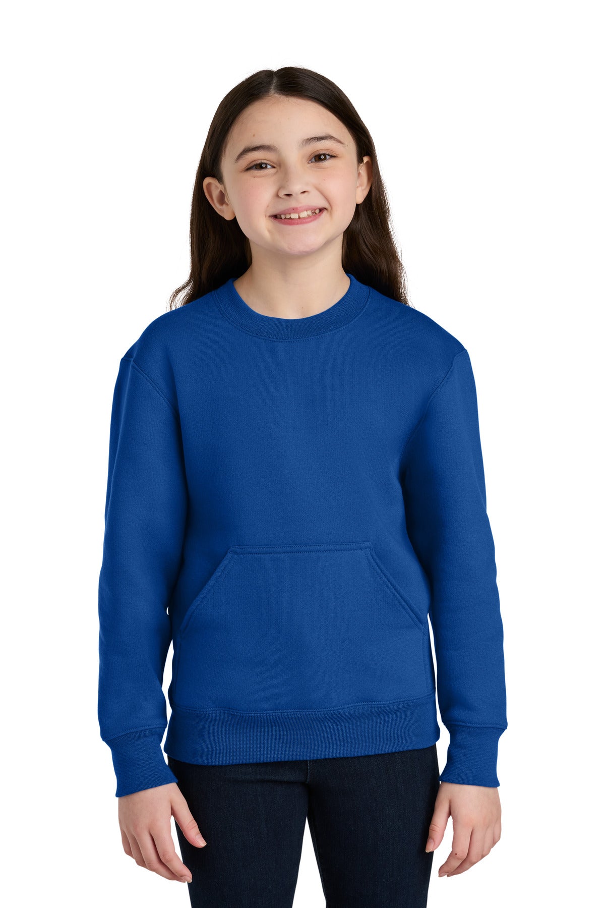 Port & Co PC78YPKT Youth Core Fleece Crewneck Pocket Sweatshirt