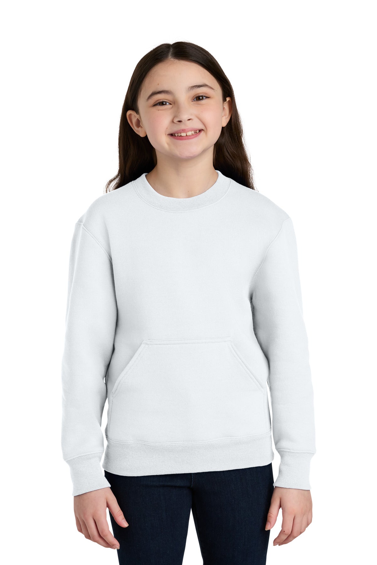 Port & Co PC78YPKT Youth Core Fleece Crewneck Pocket Sweatshirt