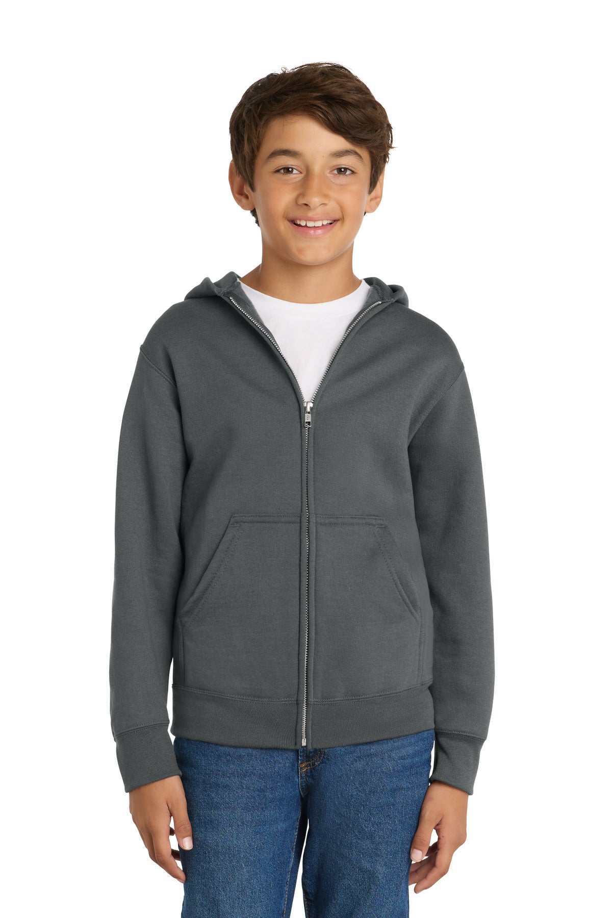 Port & Co PC78YZH Youth Core Fleece Full-Zip Hooded Sweatshirt