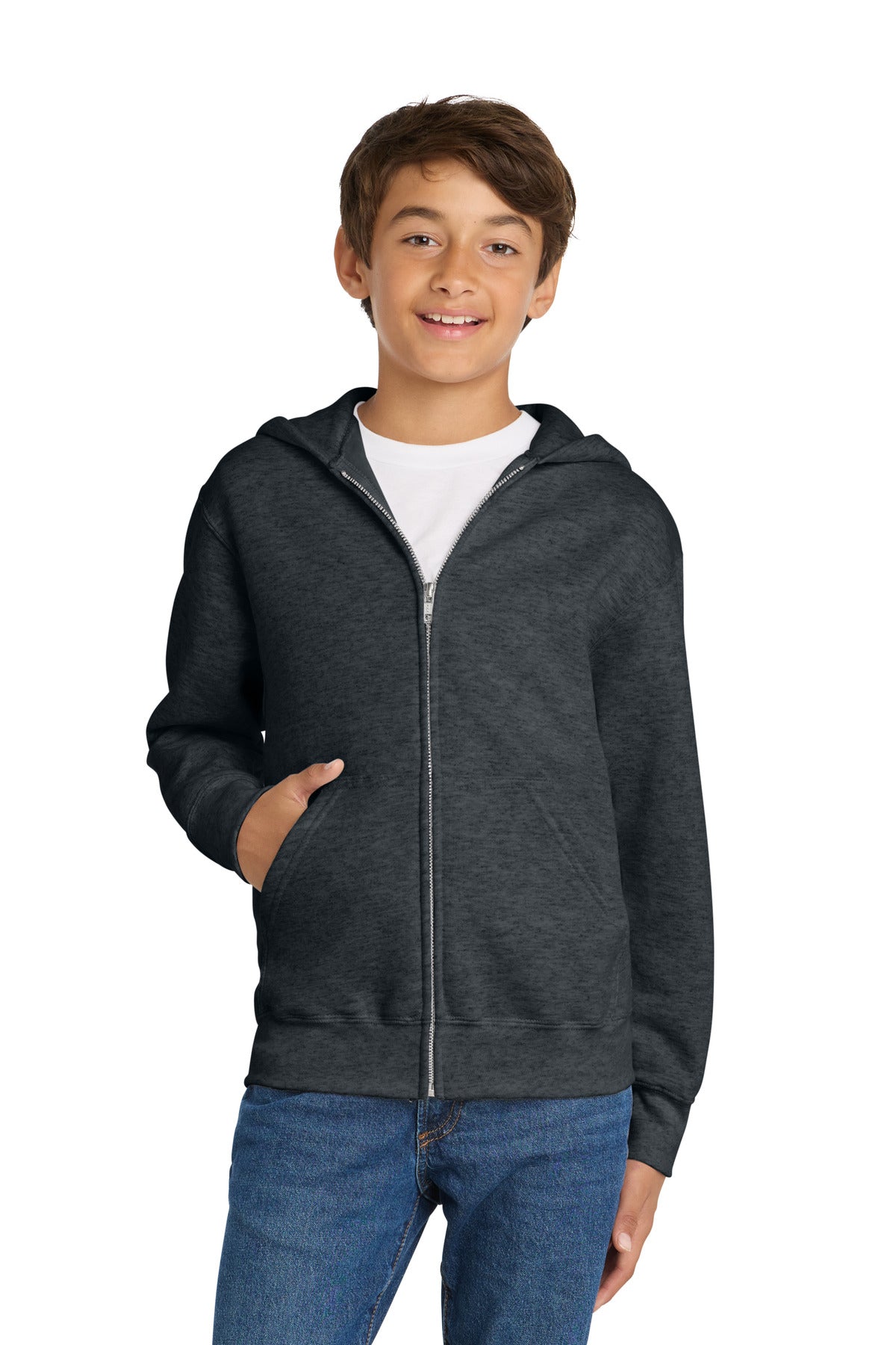 Port & Co PC78YZH Youth Core Fleece Full-Zip Hooded Sweatshirt