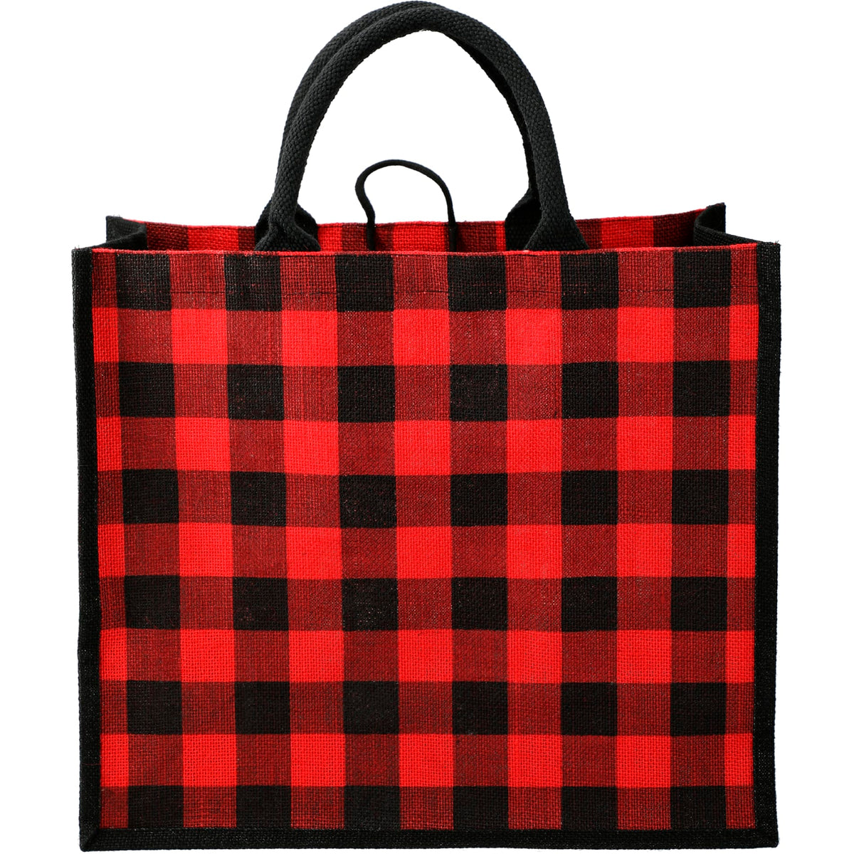 Buffalo Plaid Printed Jute Tote | SM-5767 image 1