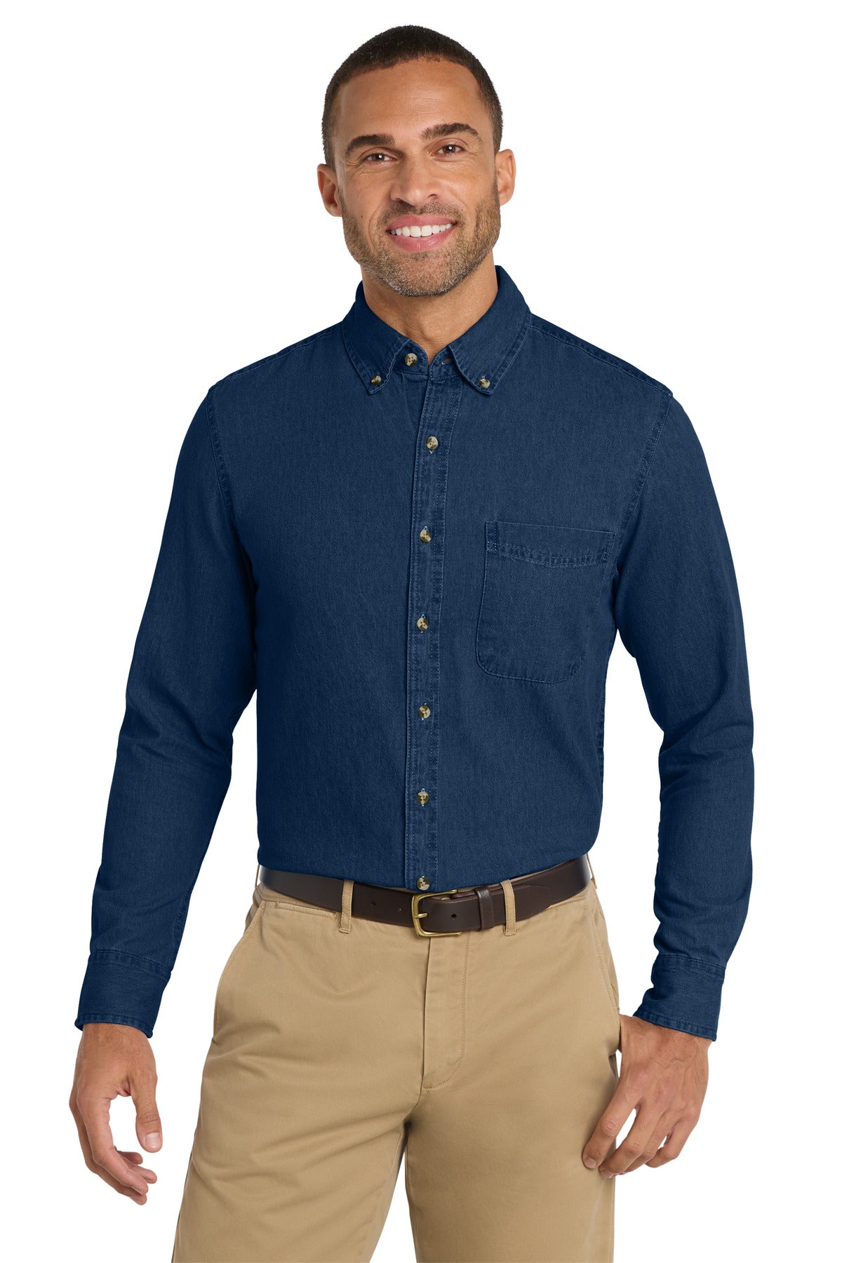 Port & Co SP10 Long Sleeve Value Denim Shirt