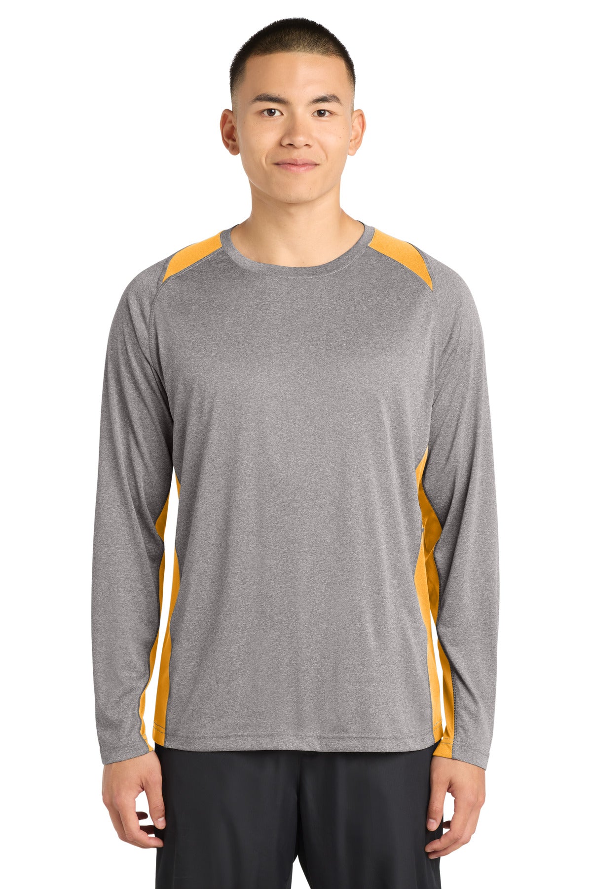 Sport-Tek ST361LS Long Sleeve Heather Colorblock Contender Tee