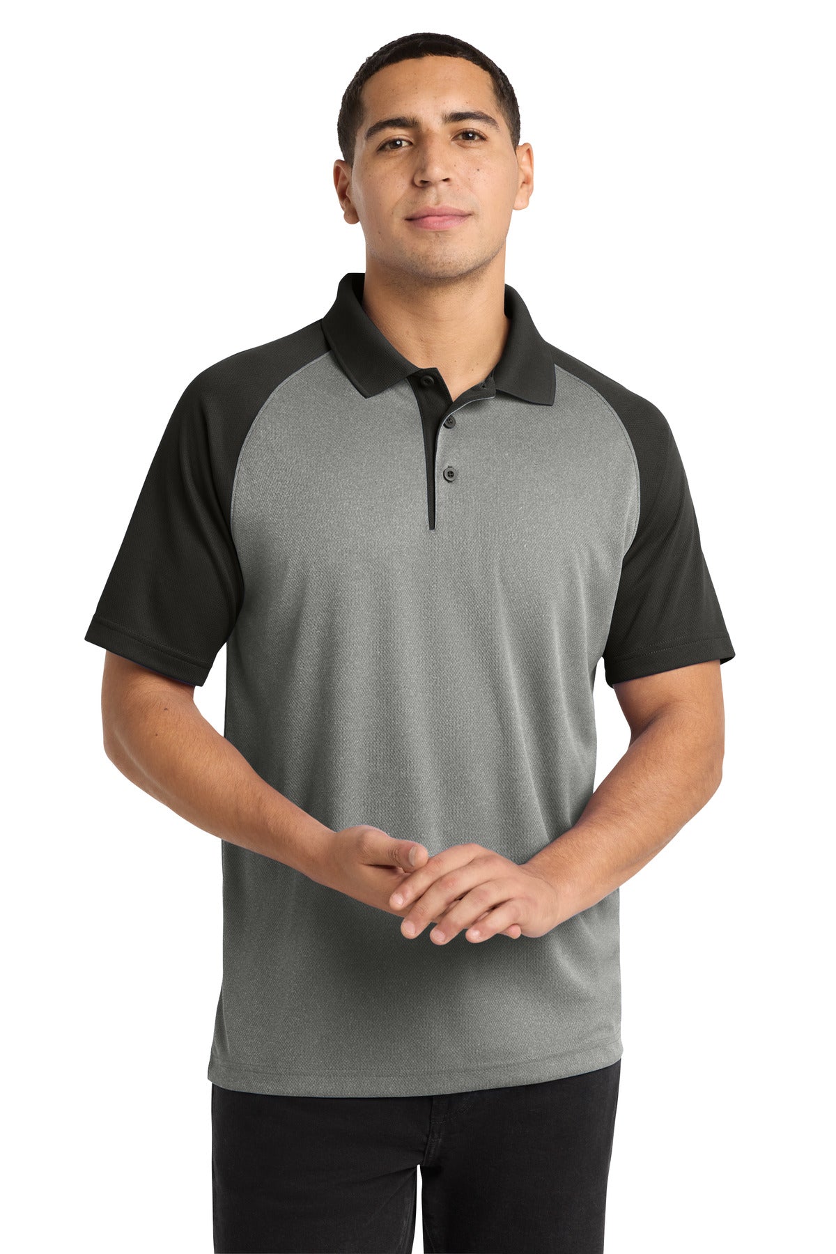 Sport-Tek ST641 PosiCharge RacerMesh Raglan Heather Block Polo