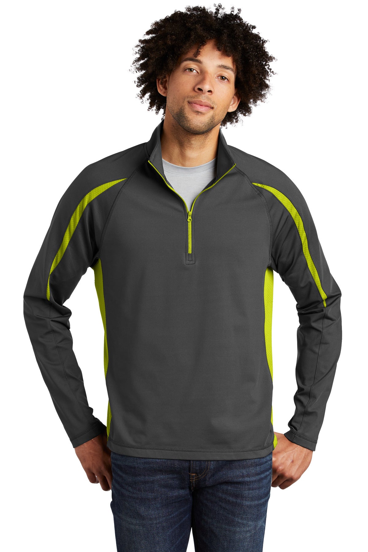 Sport-Tek ST851 Sport-Wick Stretch 1/4-Zip Colorblock Pullover