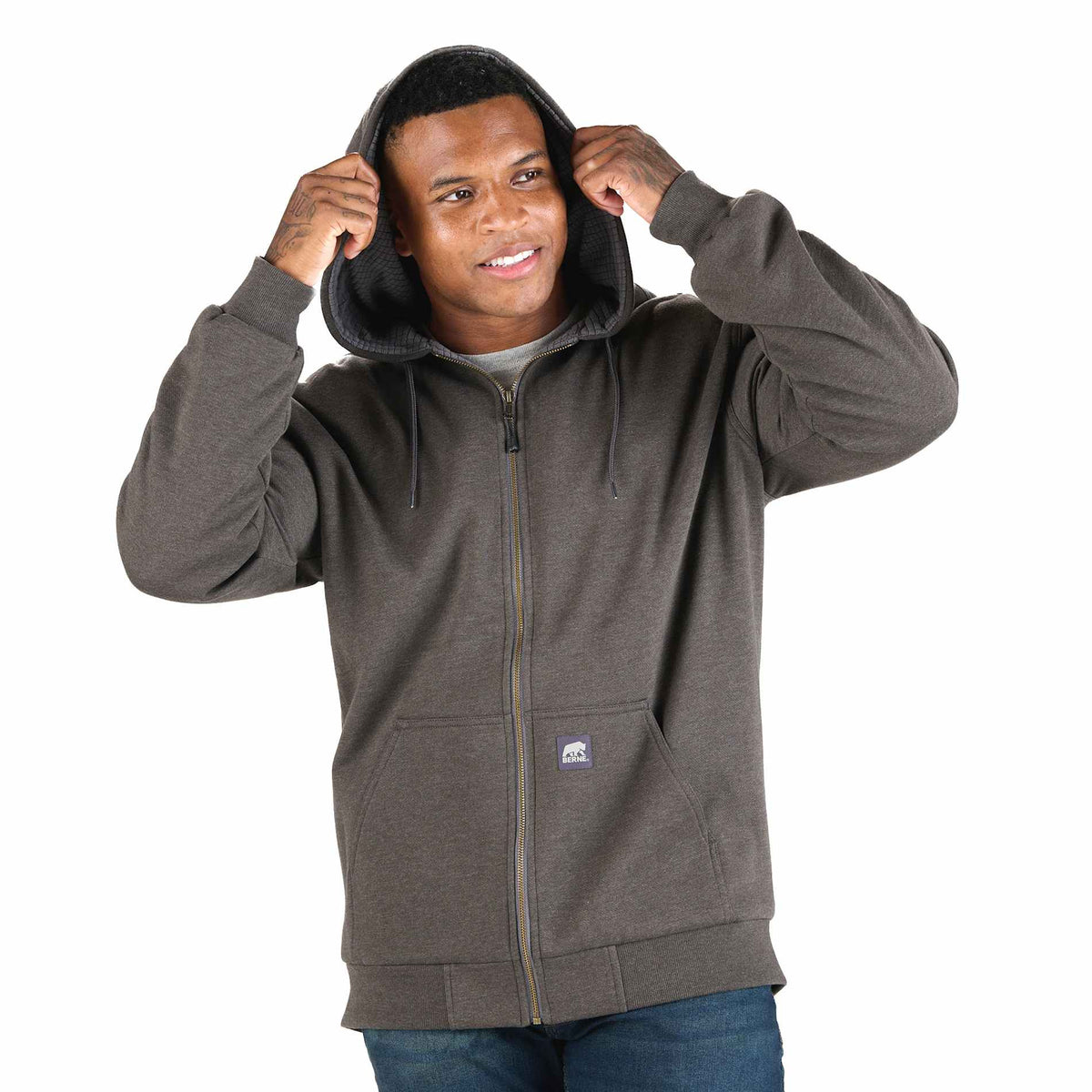 Berne Heritage Grid Fleece-Lined Zip Sweatshirt - Men's | TM18238 image 1