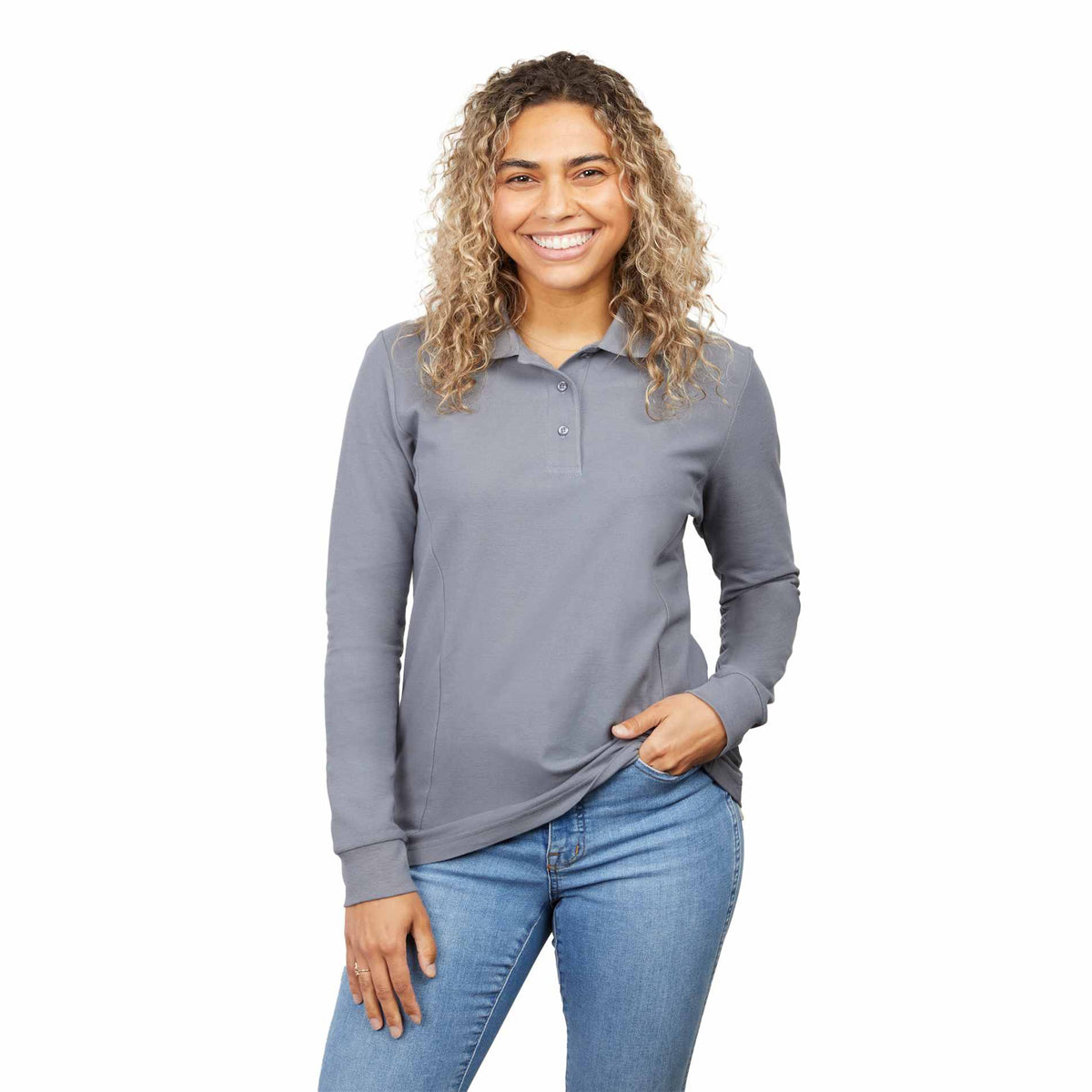 PALO Long Sleeve 100% Cotton Pique Polo - Women's | TM96649 image 2