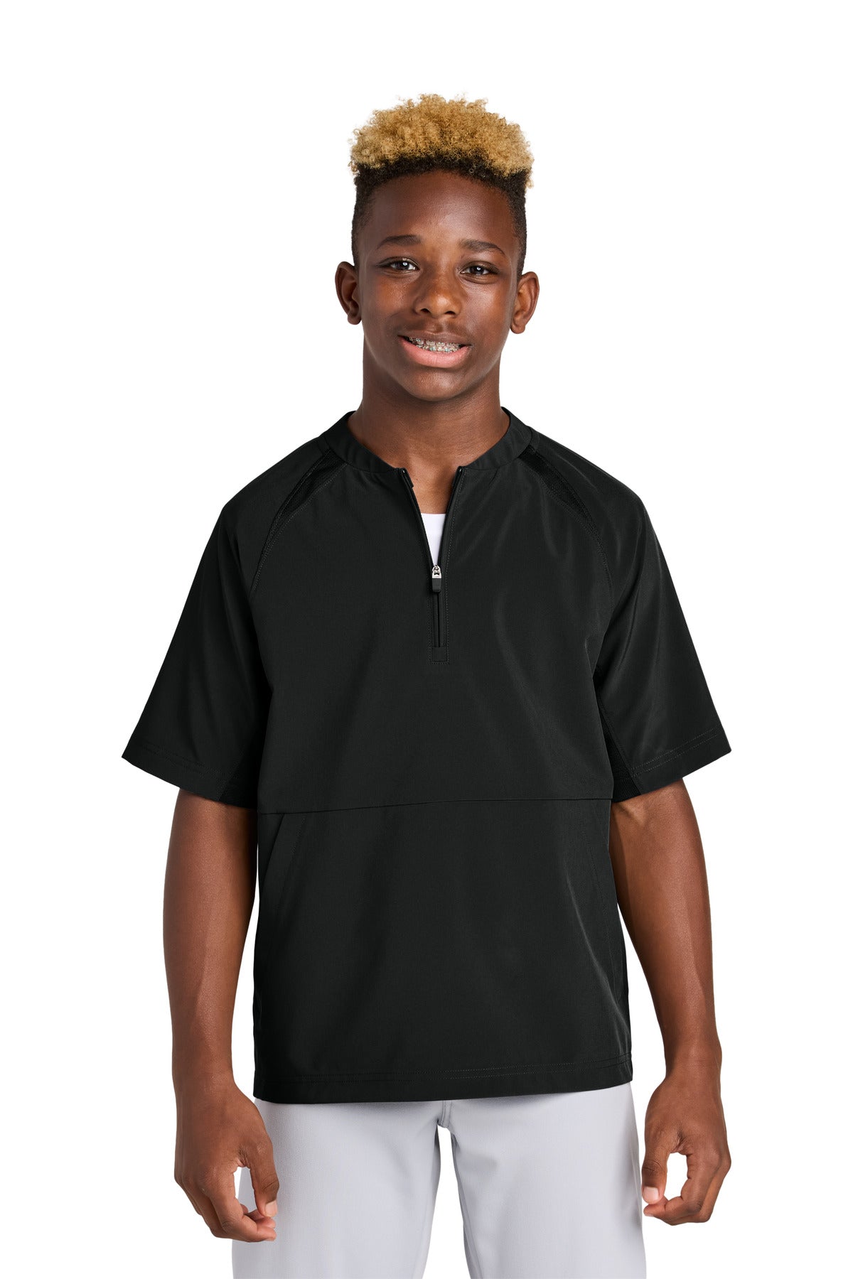 Youth Repeat 1/2-Zip Short Sleeve Jacket - 3.5 oz | Sport-Tek YJST489